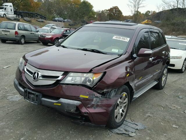 2HNYD28358H514932 - 2008 ACURA MDX TECHNO PURPLE photo 2