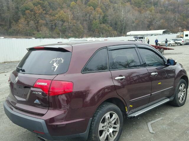 2HNYD28358H514932 - 2008 ACURA MDX TECHNO PURPLE photo 4