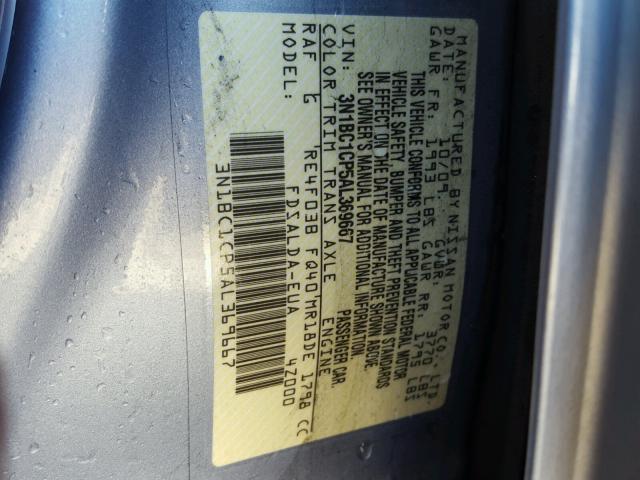 3N1BC1CP5AL369667 - 2010 NISSAN VERSA S BLUE photo 10