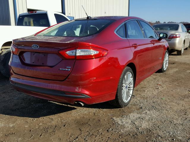 3FA6P0LU2ER313715 - 2014 FORD FUSION SE RED photo 4