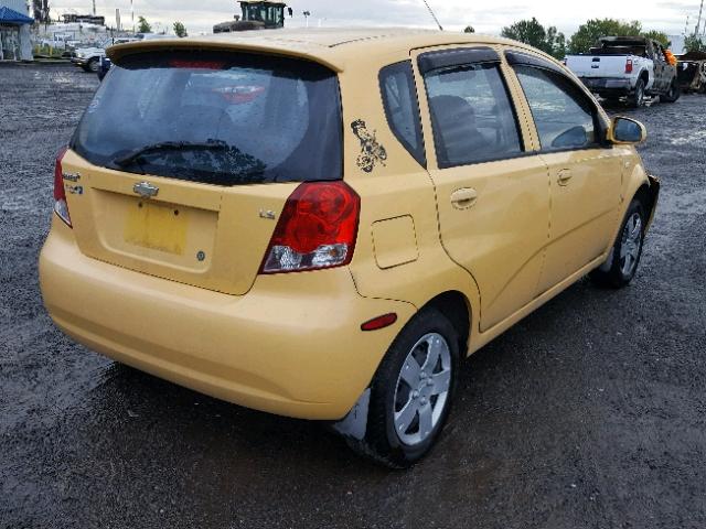 KL1TD65637B752346 - 2007 CHEVROLET AVEO BASE Żółty zdjęcie 4