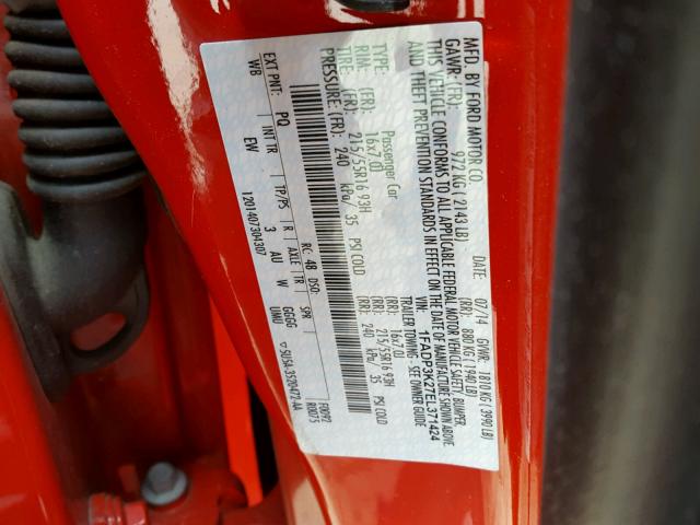 1FADP3K27EL371424 - 2014 FORD FOCUS SE RED photo 10