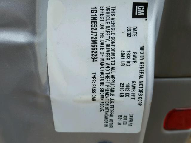 1G1NE52J72M662284 - 2002 CHEVROLET MALIBU LS Gümüş foto 10