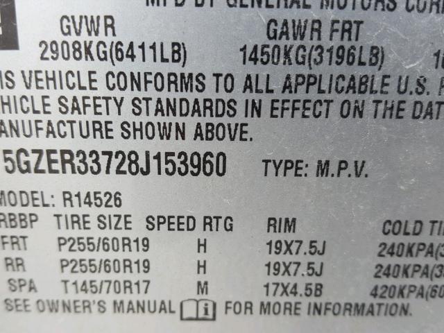 5GZER33728J153960 - 2008 SATURN OUTLOOK XR Қара фото 10