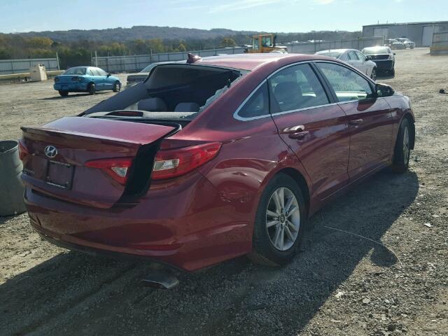 5NPE24AF0FH204304 - 2015 HYUNDAI SONATA SE MAROON photo 4