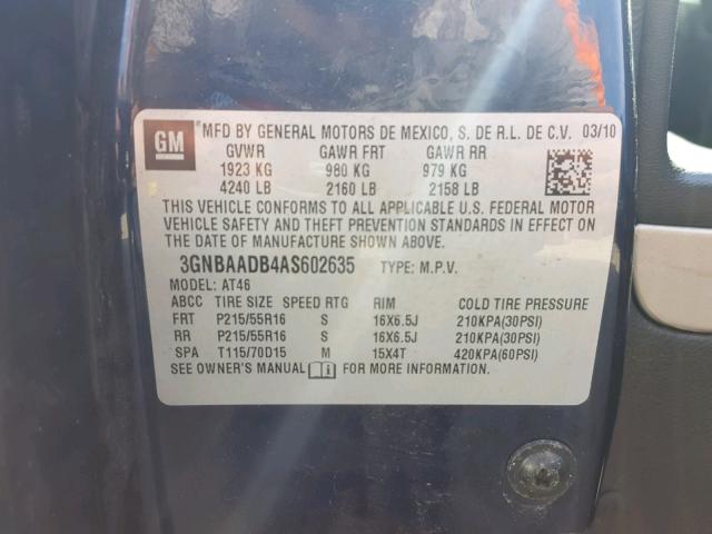 3GNBAADB4AS602635 - 2010 CHEVROLET HHR LS Azul foto 10