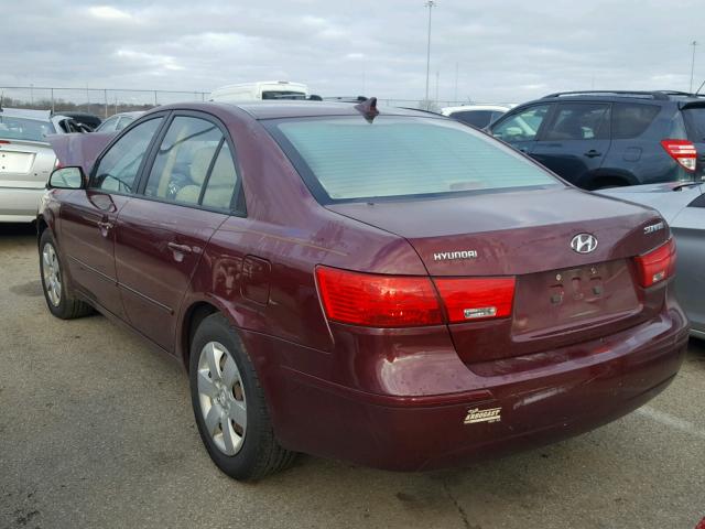 5NPET46C49H441720 - 2009 HYUNDAI SONATA GLS RED photo 3