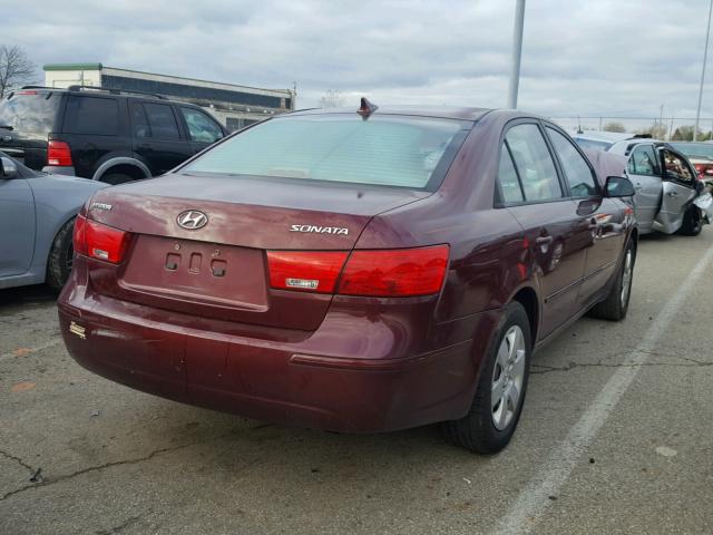 5NPET46C49H441720 - 2009 HYUNDAI SONATA GLS RED photo 4