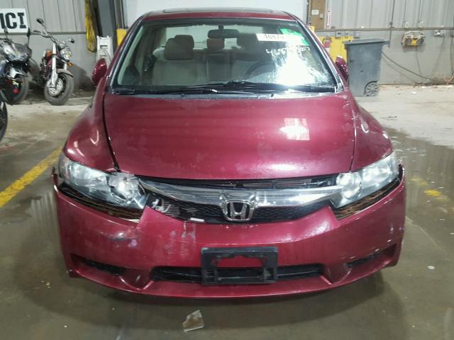 2HGFA16849H520741 - 2009 HONDA CIVIC EX BURGUNDY photo 9