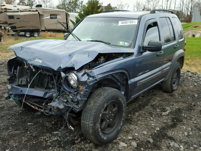 1J4GL48K62W357776 - 2002 JEEP LIBERTY SP BLUE photo 2