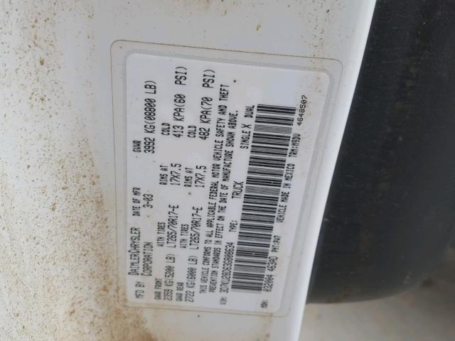 3D7KU28D63G808634 - 2003 DODGE RAM 2500 S WHITE photo 10