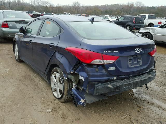 5NPDH4AEXDH239107 - 2013 HYUNDAI ELANTRA GL BLUE photo 3