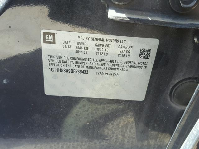 1G11H5SA9DF236433 - 2013 CHEVROLET MALIBU LTZ 石墨色 照片 10