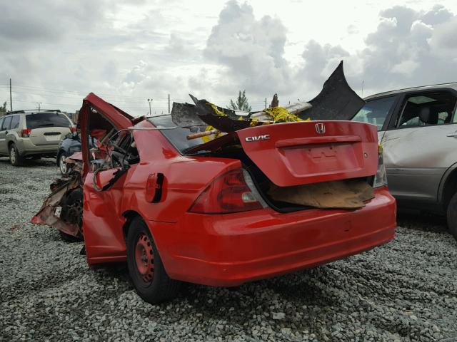 1HGEM22523L011794 - 2003 HONDA CIVIC LX RED photo 3