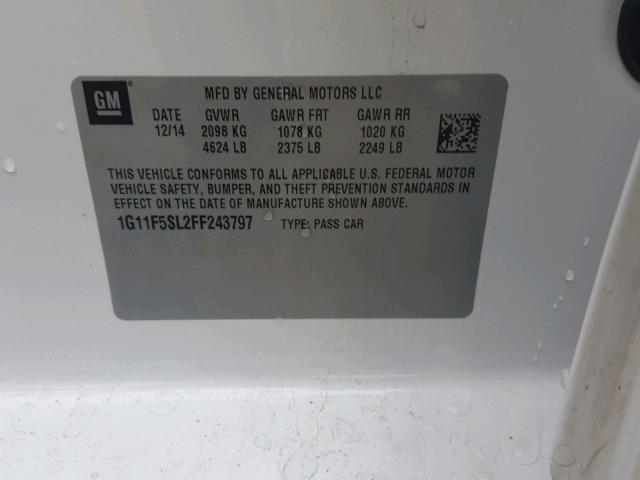 1G11F5SL2FF243797 - 2015 CHEVROLET MALIBU LTZ 白色 照片 10