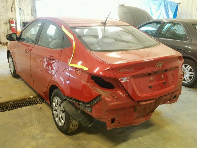 KMHCT4AE8GU058524 - 2016 HYUNDAI ACCENT SE RED photo 3