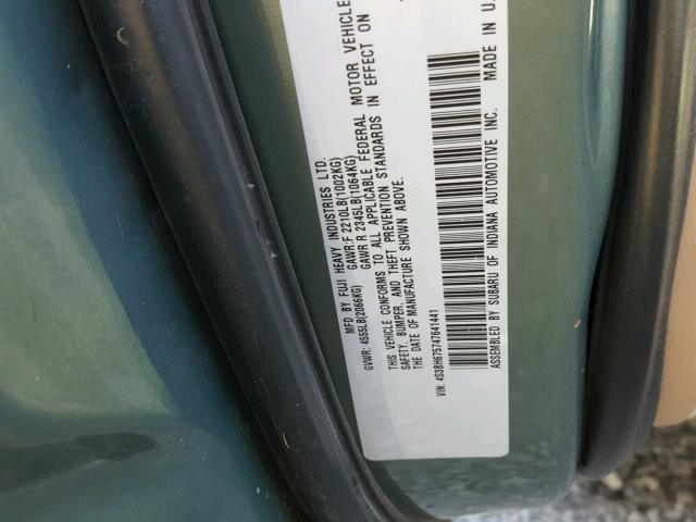 4S3BH675747641441 - 2004 SUBARU LEGACY 绿色 照片 10