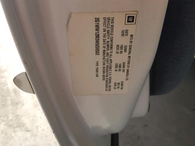 2G1WW12M3W9206502 - 1998 CHEVROLET MONTE CARL თეთრი ფოტო 10