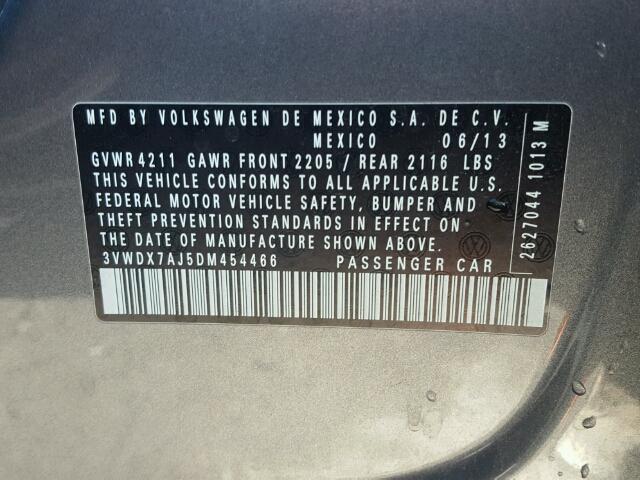3VWDX7AJ5DM454466 - 2013 VOLKSWAGEN JETTA SE Grafit foto 10