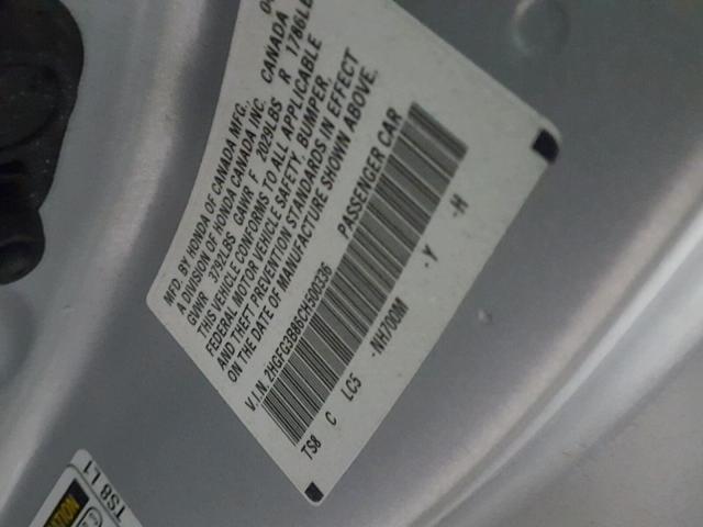 2HGFG3B86CH500336 - 2012 HONDA CIVIC EX Boz foto 10