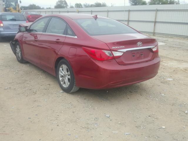 5NPEB4AC4DH506679 - 2013 HYUNDAI SONATA GLS MAROON photo 3