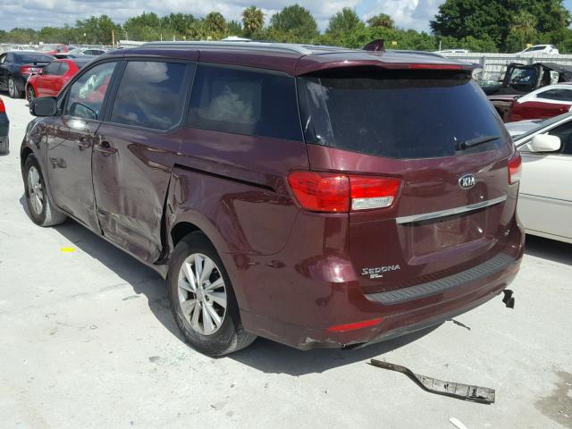 KNDMB5C15F6060892 - 2015 KIA SEDONA LX MAROON photo 3