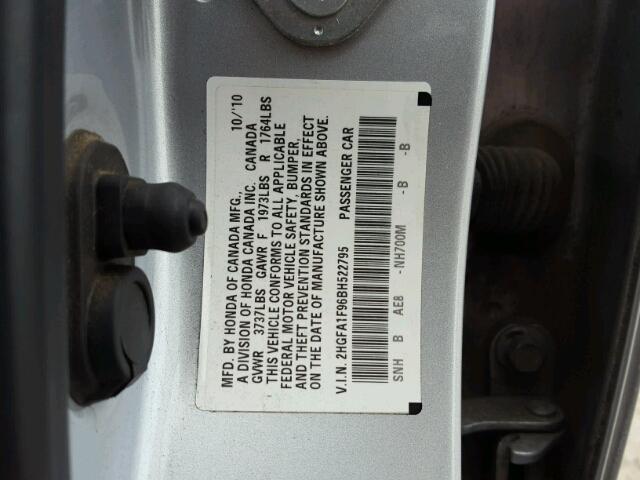 2HGFA1F96BH522795 - 2011 HONDA CIVIC EXL 银色 照片 10