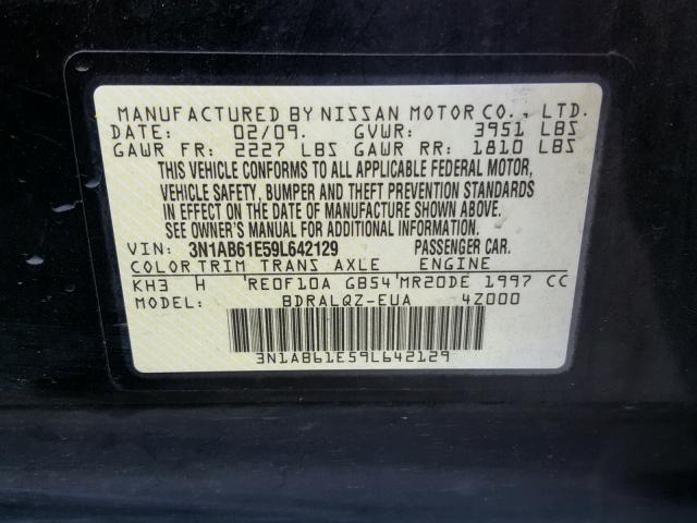 3N1AB61E59L642129 - 2009 NISSAN SENTRA 2.0 BLACK photo 10