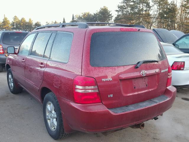 JTEGF21A530082744 - 2003 TOYOTA HIGHLANDER RED photo 3