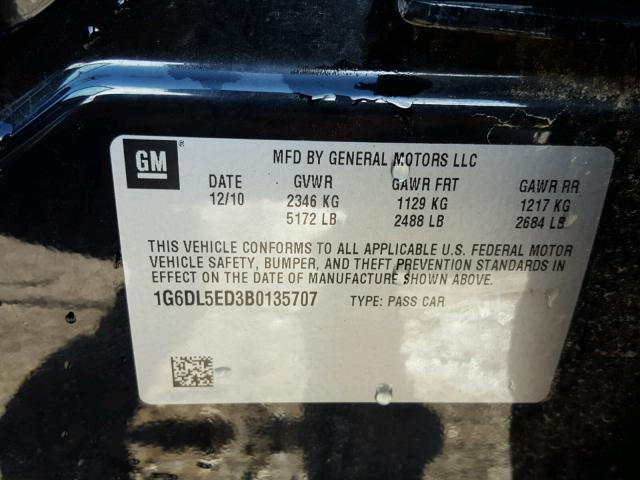 1G6DL5ED3B0135707 - 2011 CADILLAC CTS PERFOR Siyah fotoğraf 10