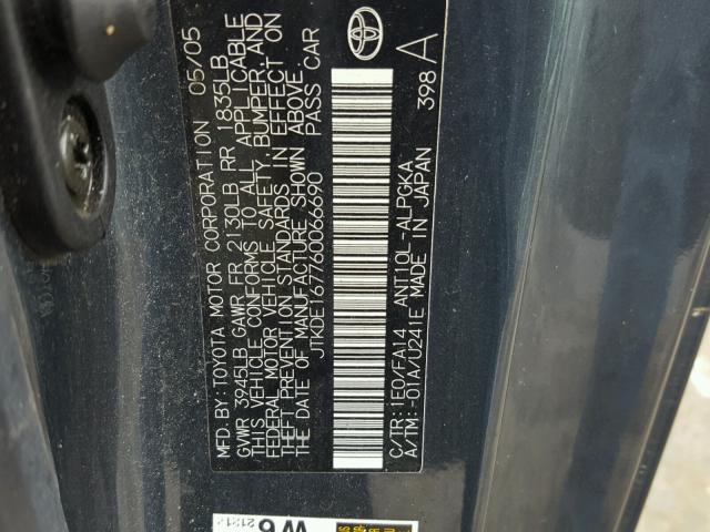 JTKDE167760066690 - 2006 TOYOTA SCION TC 黑色 照片 10