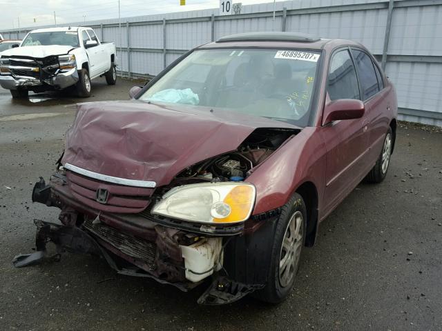 2HGES26763H562017 - 2003 HONDA CIVIC EX BURGUNDY photo 2