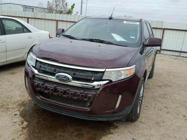 2FMDK3JC7BBA60764 - 2011 FORD EDGE SEL MAROON photo 2