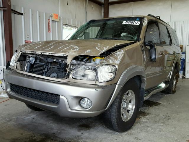 5TDZT34A12S087068 - 2002 TOYOTA SEQUOIA SR GOLD photo 2