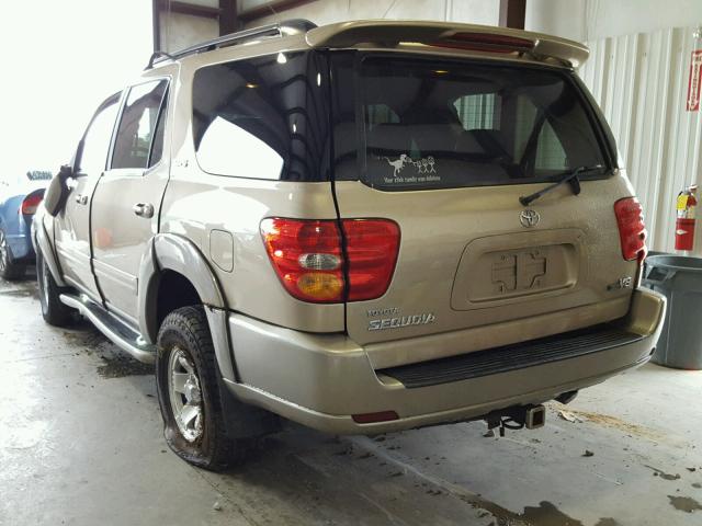 5TDZT34A12S087068 - 2002 TOYOTA SEQUOIA SR GOLD photo 3