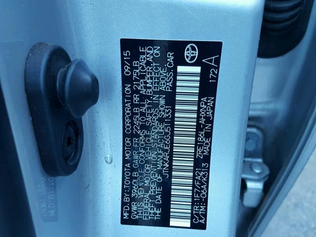 JTNKARJE6GJ511331 - 2016 TOYOTA SCION IM SILVER photo 10