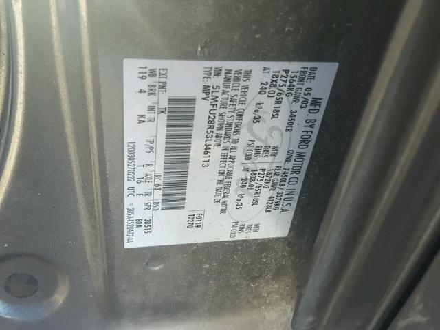 5LMFU28R53LJ46113 - 2003 LINCOLN NAVIGATOR GRAY photo 10