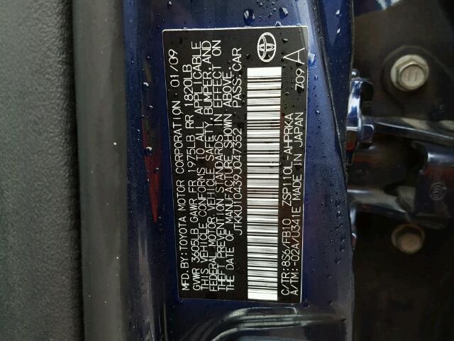 JTKKU10439J047352 - 2009 TOYOTA SCION XD BLUE photo 10