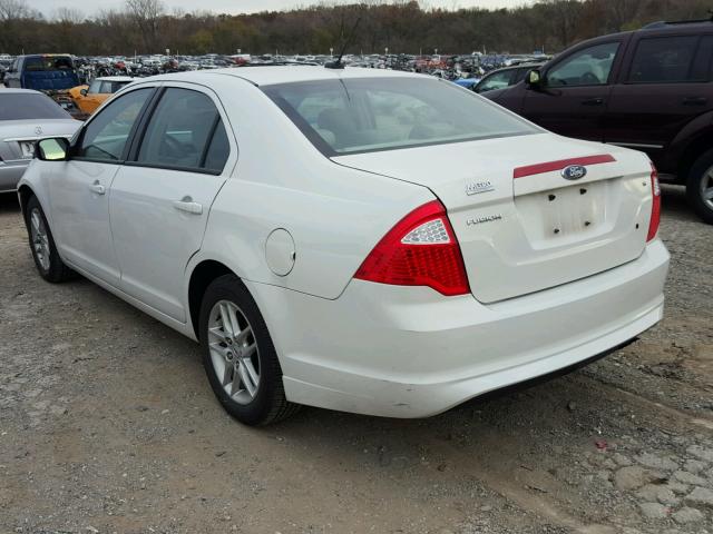 3FAHP0GA7AR310702 - 2010 FORD FUSION S WHITE photo 3