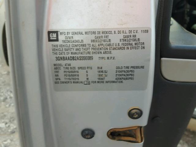 3GNBAADB2AS556089 - 2010 CHEVROLET HHR LS ვერცხლისფერი ფოტო 10