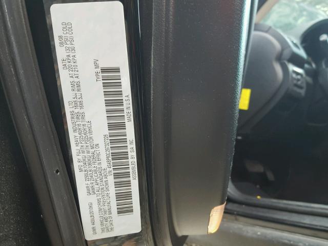 4S4BP60C297327226 - 2009 SUBARU OUTBACK BLACK photo 10