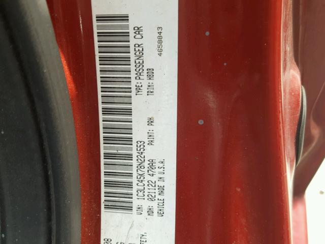 1C3LC45K78N224553 - 2008 CHRYSLER SEBRING RED photo 10