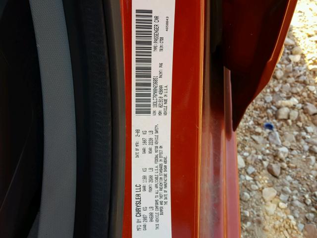 1B3LC76M08N236851 - 2008 DODGE AVENGER R/ ORANGE photo 10