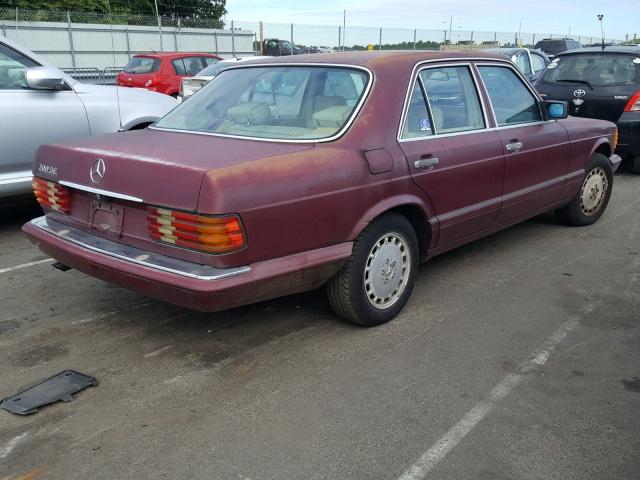 WDBCA24D7LA539649 - 1990 MERCEDES-BENZ 300 SE BURGUNDY photo 4