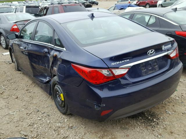 5NPEB4ACXEH815526 - 2014 HYUNDAI SONATA GLS BLUE photo 3