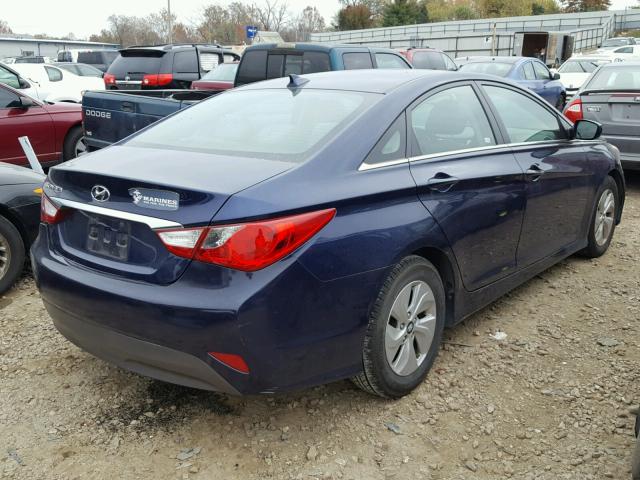 5NPEB4ACXEH815526 - 2014 HYUNDAI SONATA GLS BLUE photo 4