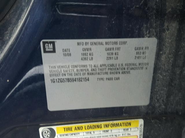 1G1ZG57B594182154 - 2009 CHEVROLET MALIBU LS 蓝色 照片 10