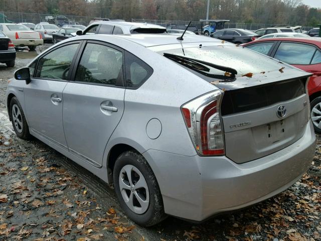 JTDKN3DU5C1524235 - 2012 TOYOTA PRIUS SILVER photo 3