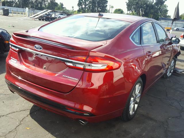 3FA6P0SU0HR354320 - 2017 FORD FUSION TIT RED photo 4