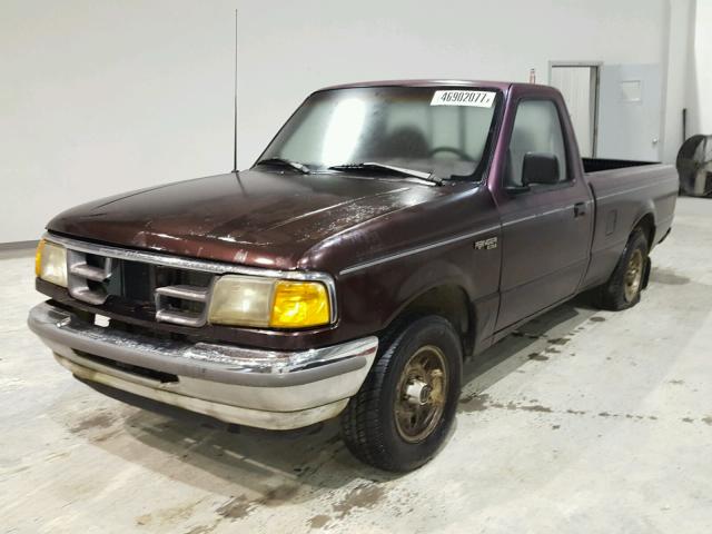 1FTCR10X3PUA08277 - 1993 FORD RANGER BURGUNDY photo 2